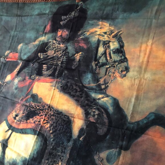 GIANFRANCO FERRE VINTAGE OVERSIZED SILK SCARF HAND ROLLED EDGE 55"x53" NWOT - Picture 2 of 4